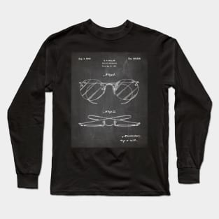 Spectacles Patent - Optometrist Eye Doctor Office Art - Black Chalkboard Long Sleeve T-Shirt